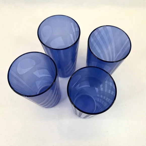 4 Vintage Tupperware Tumbler Cups Jazzy Celebration #2663A-7 Royal Blue Set 3 - Picture 4 of 9